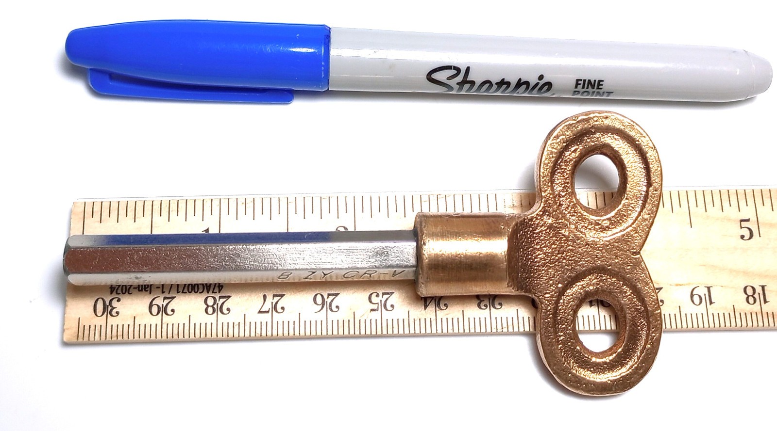 Brass and Steel Pocket Casket Key / Coffin Key