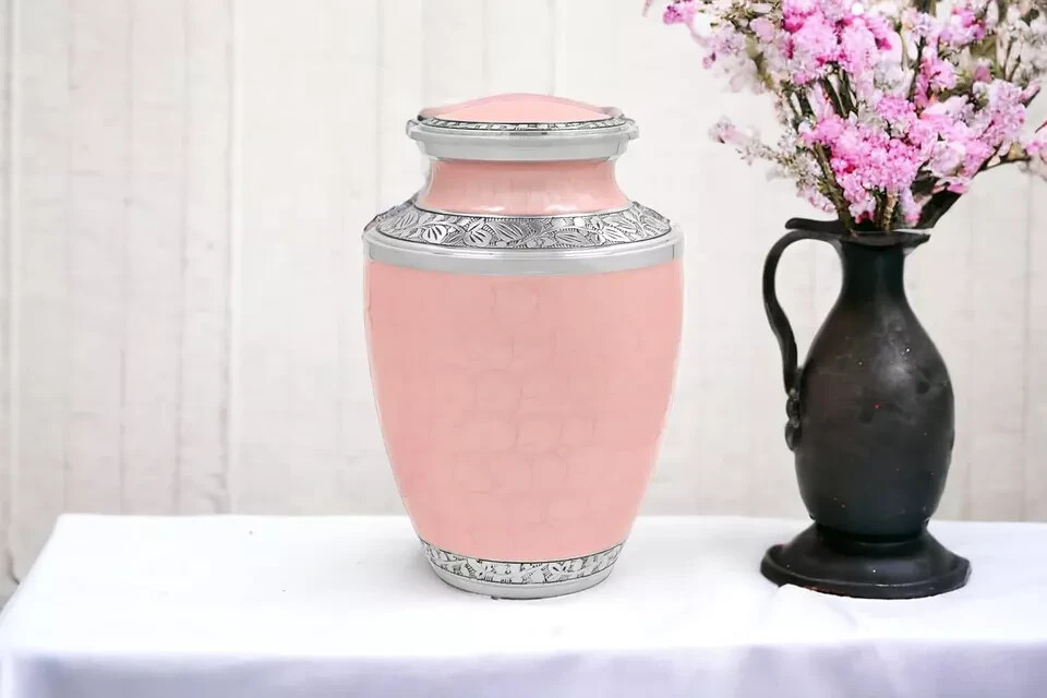 Urns for Ashes Adult Male, 6.5 x x 10 – Inches, Sea Pink Silver