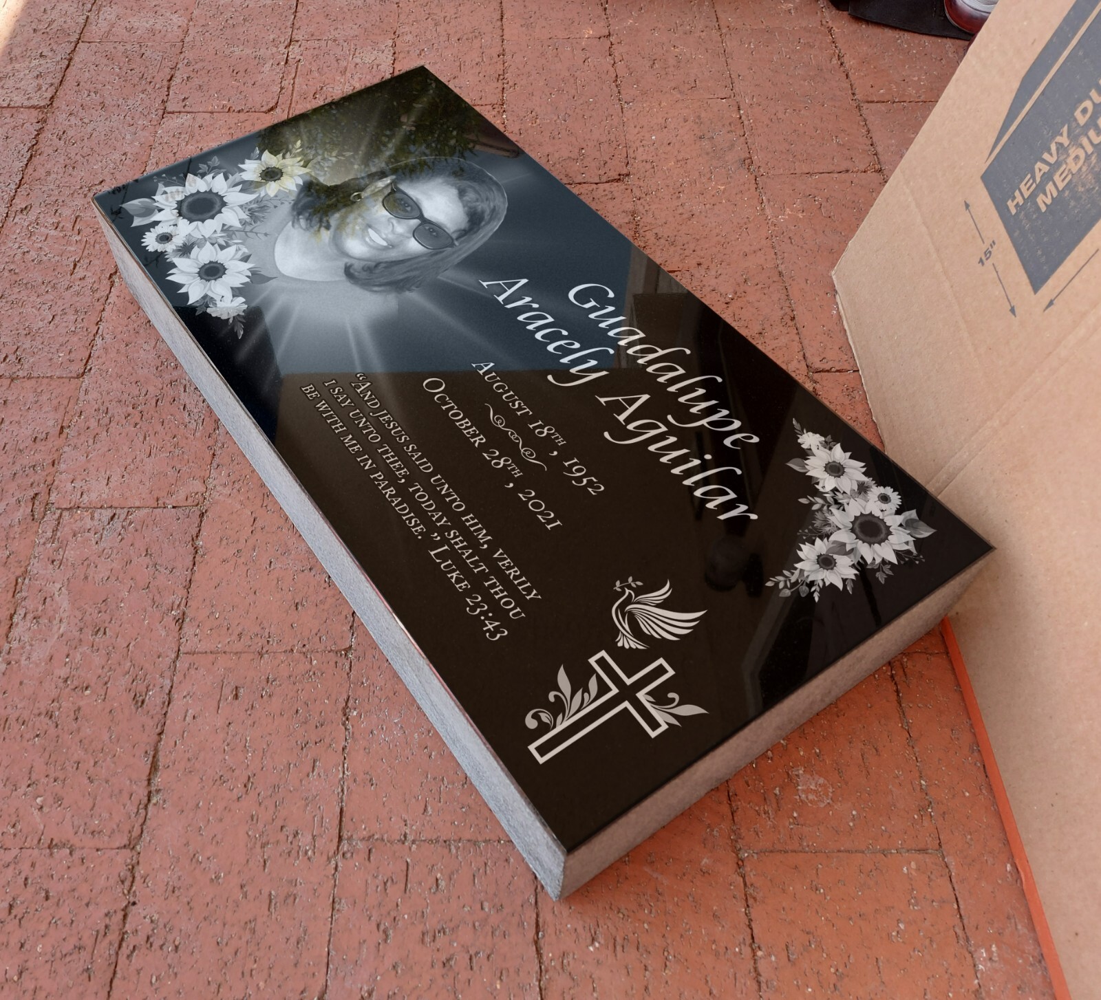 Headstone Flat Stone 24x12x4 inches Solid Black Granit Laser Engrave