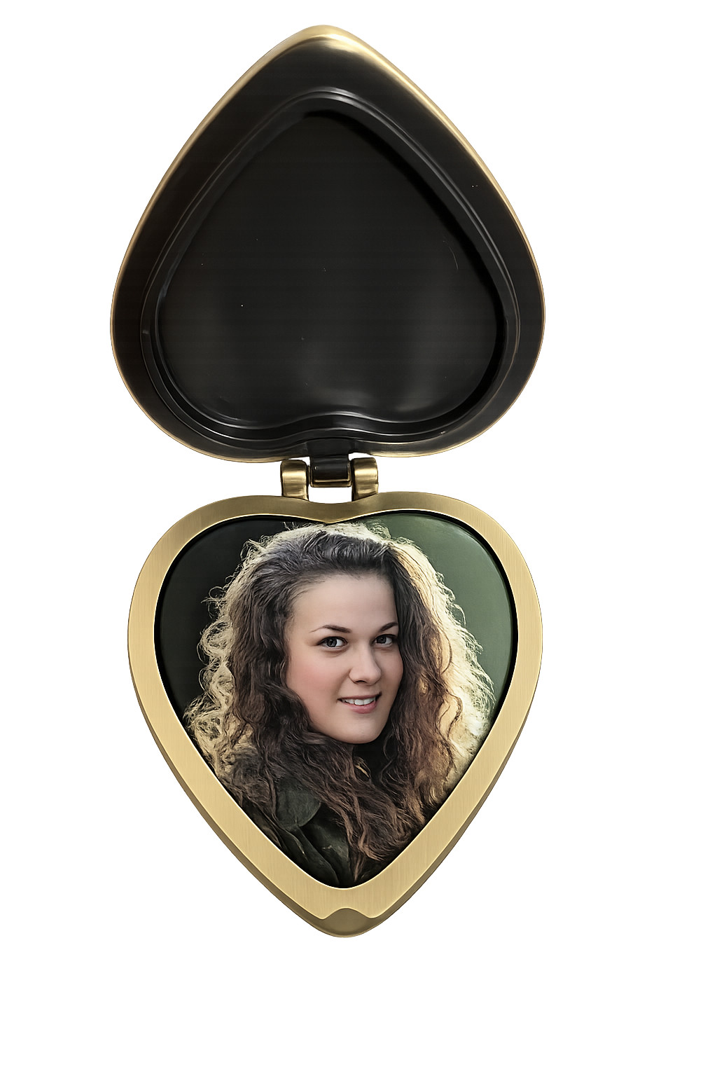 Heart Shaped Bronze Memorial Photo Frame with Porcelain Insert Cemetery Monument