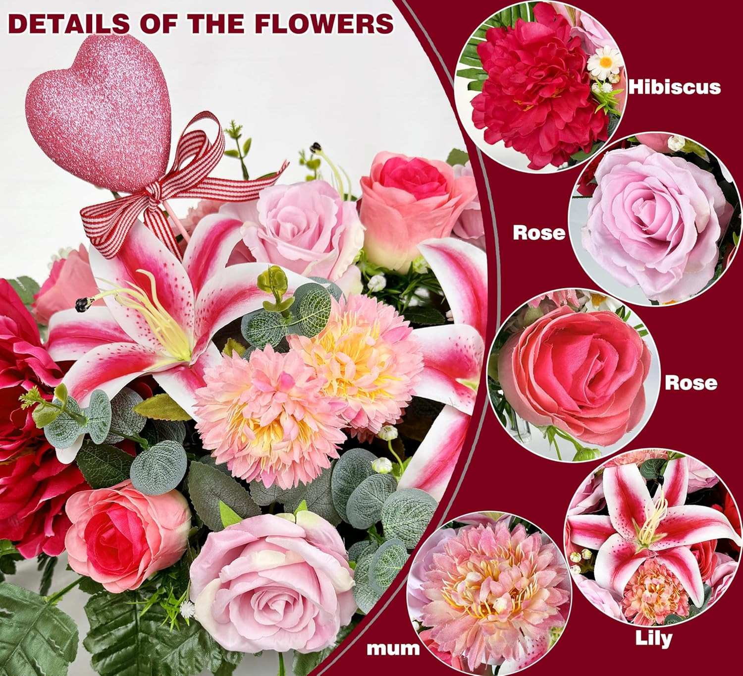 Pink Rose Cemetery Flower Saddle for Headstone Decorations & Memorial Tributes