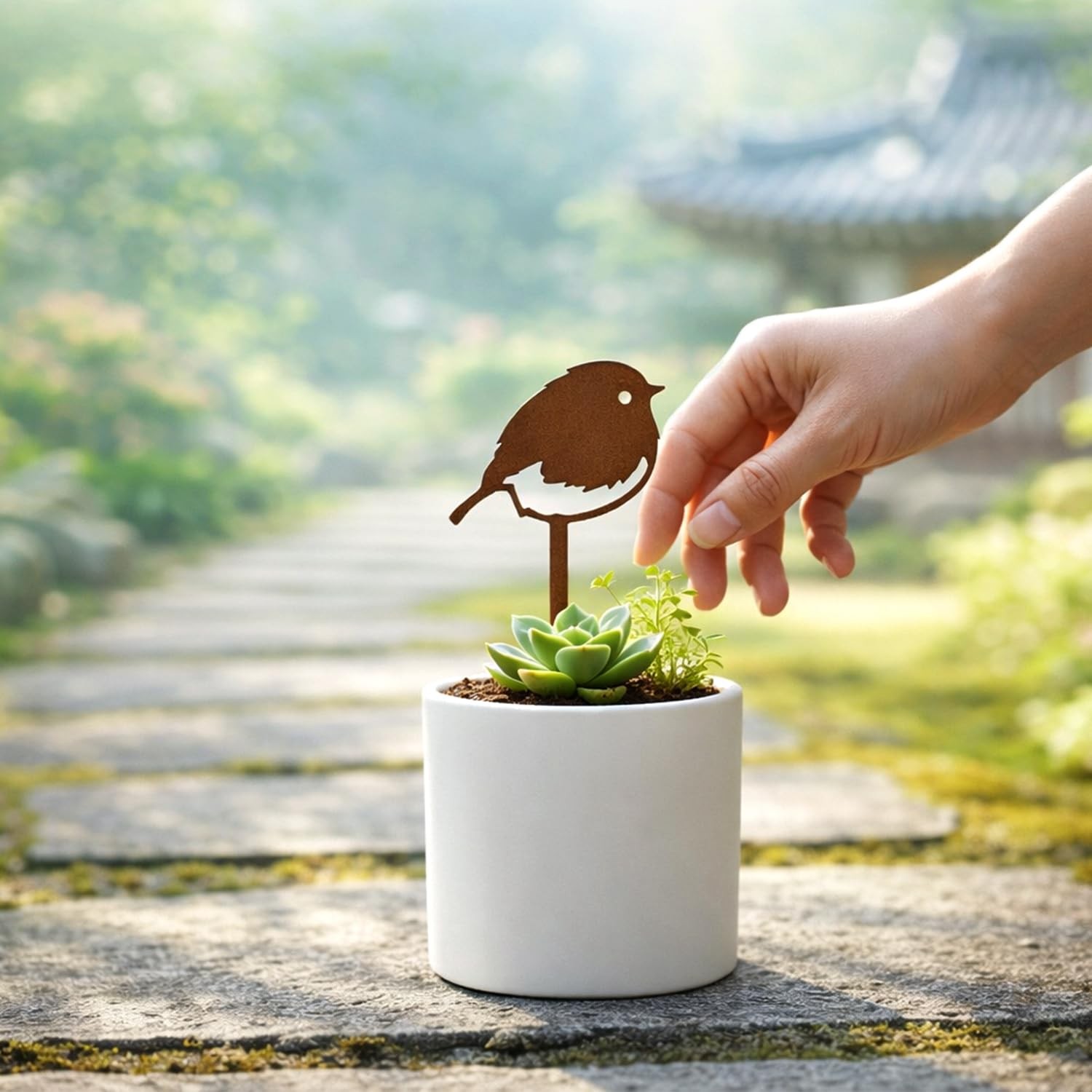 Chickadee Small Bird Metal Garden Stake – -Coated Rust-Resistant Mini Bird Pl…
