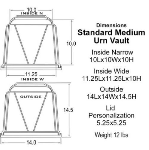 At Peace Memorials Standard White Funeral Cremation Urn Vault – Medium 14″