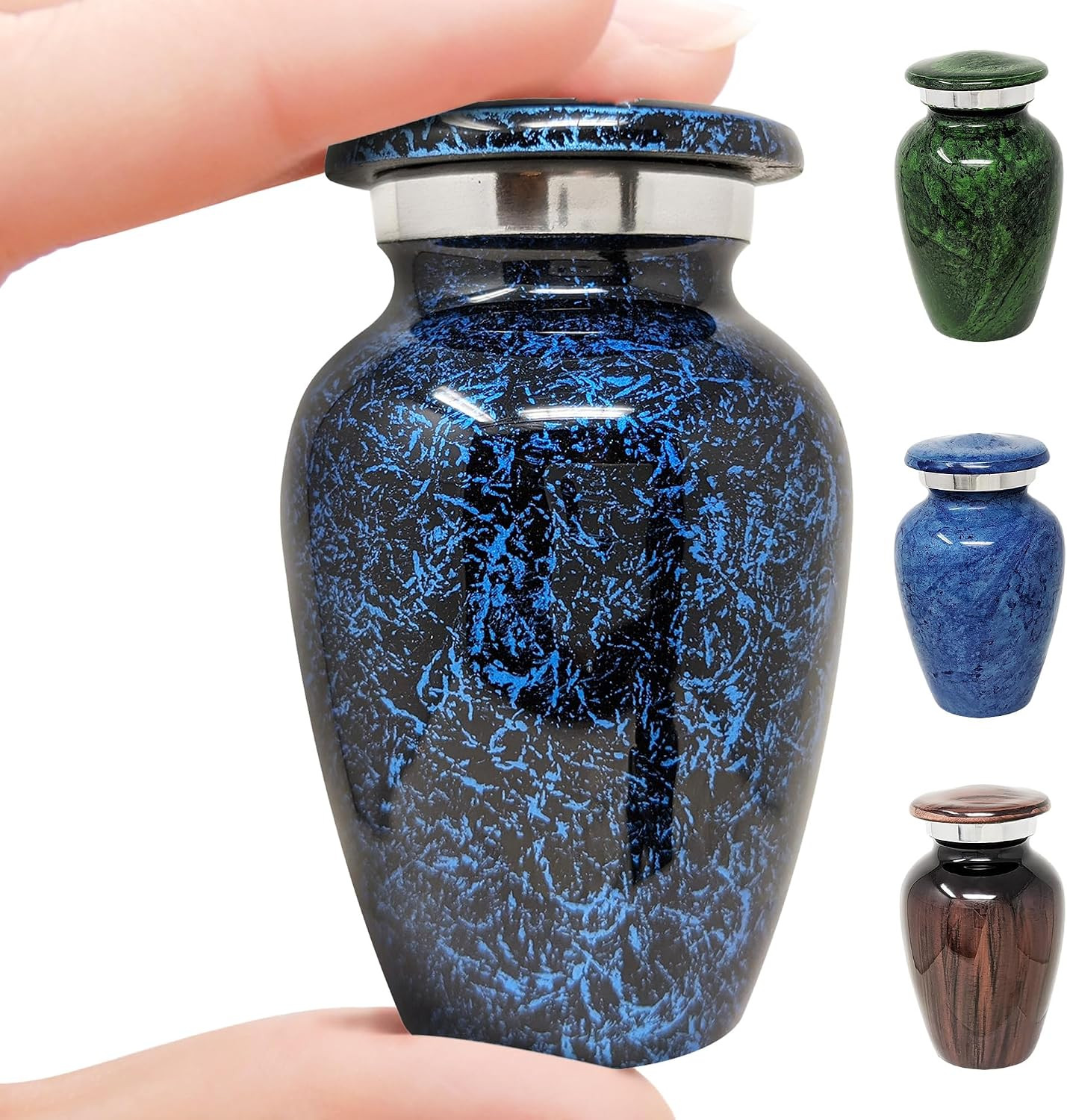 Small Blue Keepsake Cremation Urn for Human Ashes | Miniature Memorial Urns | Pe