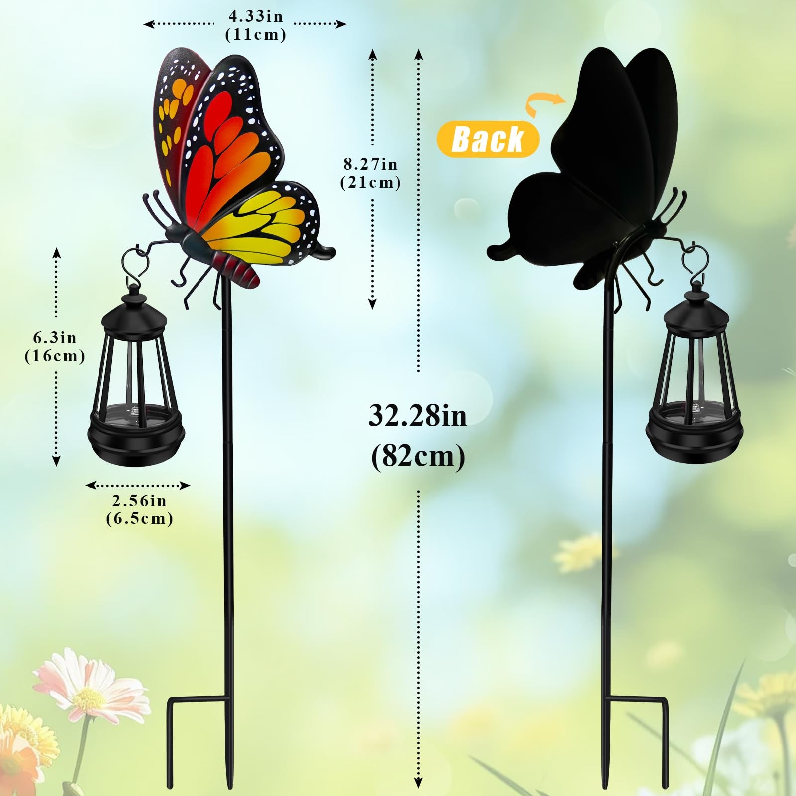 Solar Lights Outdoor Waterproof Butterfly Garden Decor,32.28in Garden Butterf…