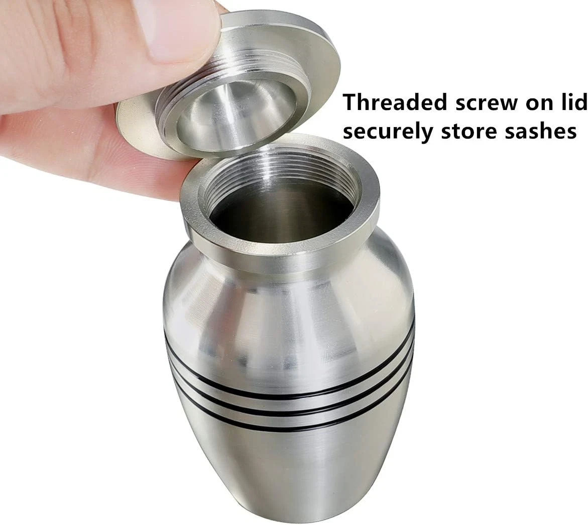 Small Keepsake Urn for Human or Pet Ashes Metal Mini Cremation Urn w Velvet Bag