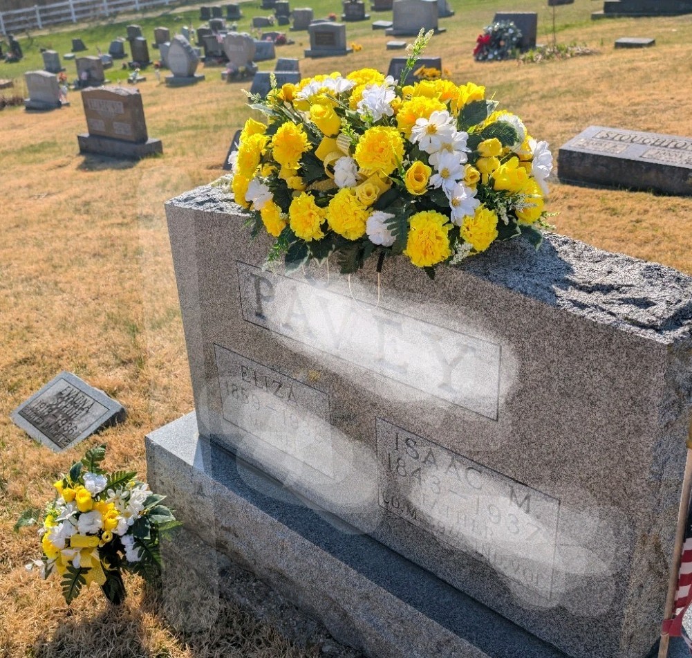 Yellow and White Cemetery Saddle Vase Set, Carnations Headstone Saddle