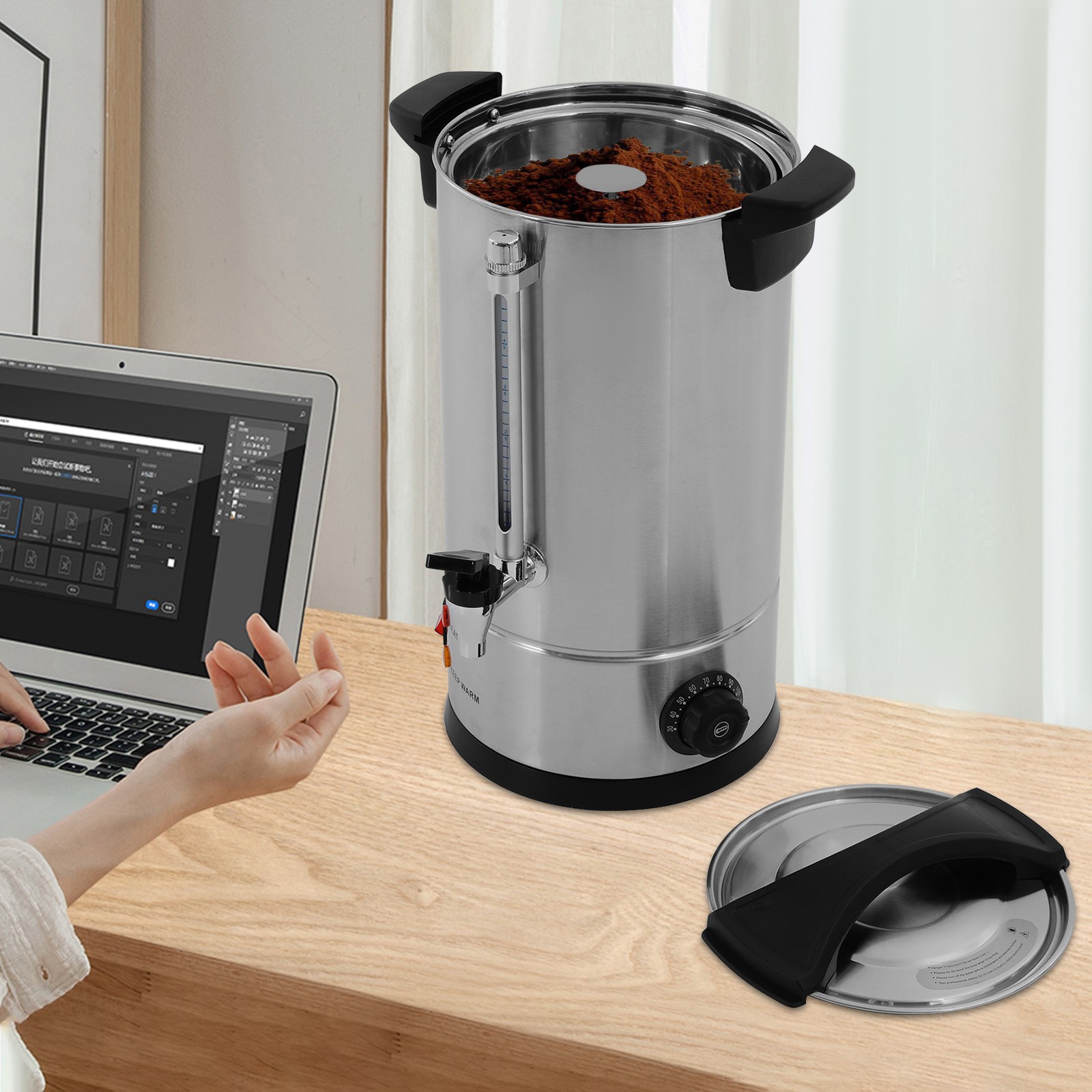 110V US 10L Commercial Electric Coffee Maker Urn, 304 SS Large Coffee Dispenser