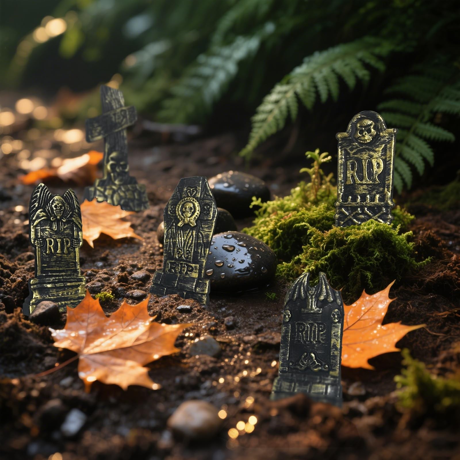 20PCS Halloween Mini Tombstones Figurines Graveyard Scene Decorations DIY Crafts