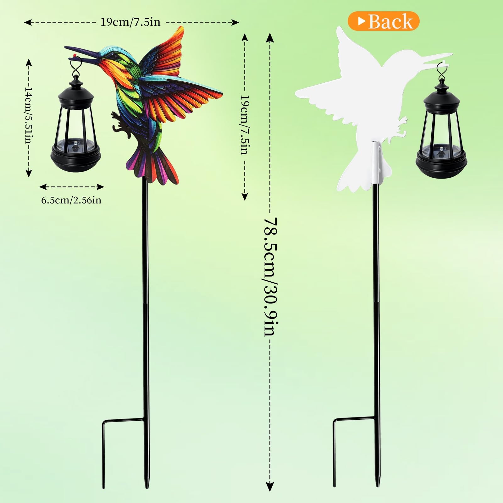 Solar Lights Outdoor Waterproof Hummingbird Garden Decor, 31in Metal Hummingb…