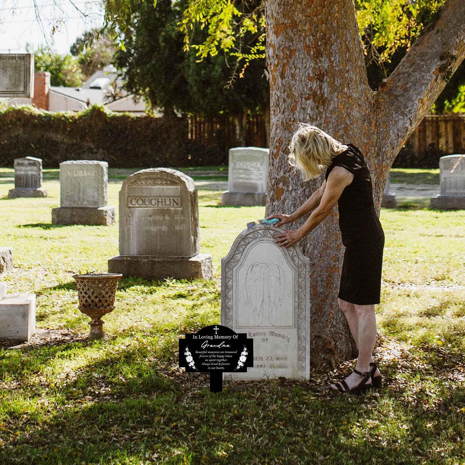 Cemetery Grave Marker Stakes Waterproof Memorial Plaque for Outdoor Use