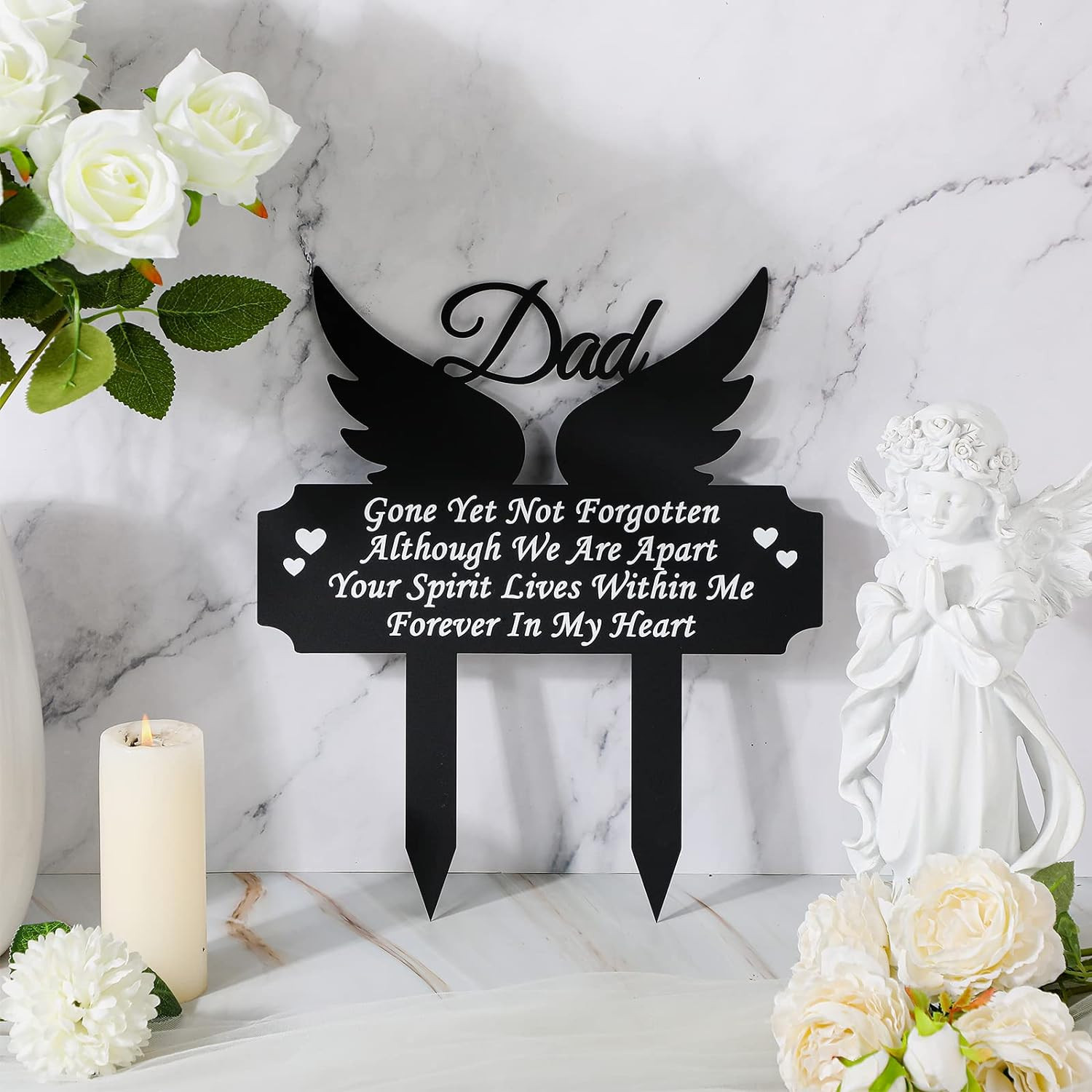 Buryeah Memorial Stakes Grave Decorations for Cemetery Metal Memorial Grave Mark