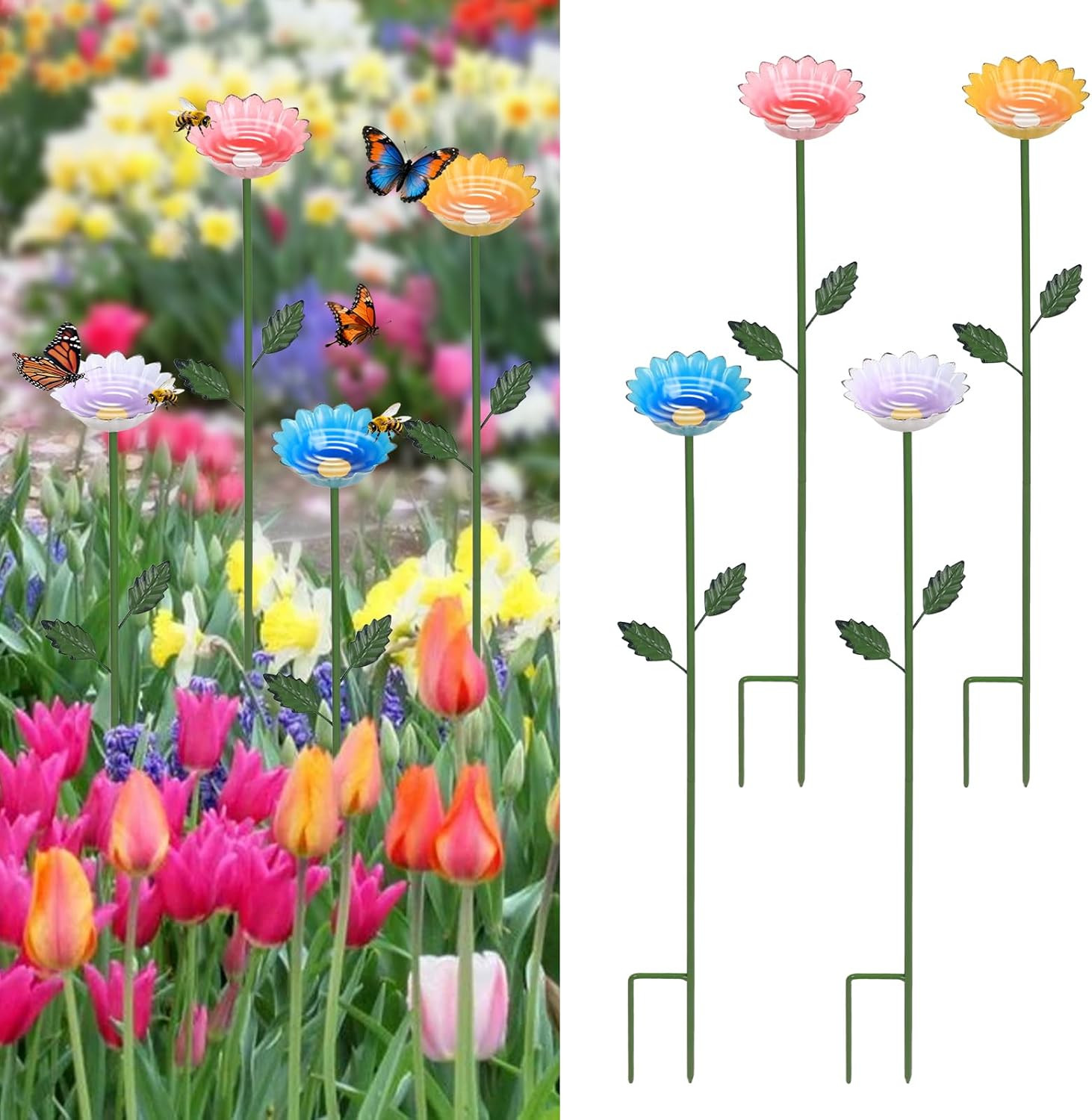 Bee Watering Station Set of 4 Pollinator Bee Bath Butterfly Feeder Garden