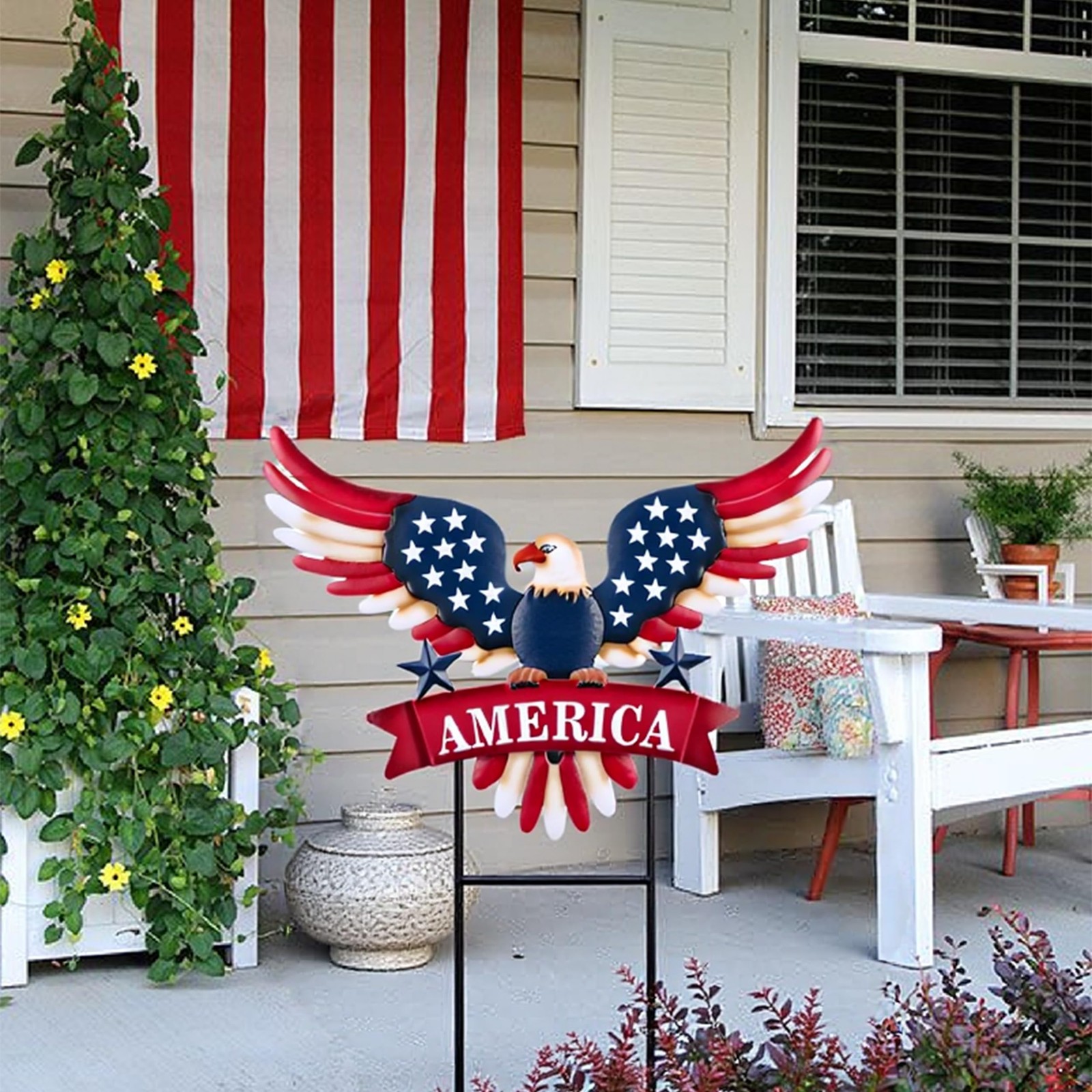 4th of July Decorations for Outdoor, Patriotic Memorial Day Garden Decor, Eag…