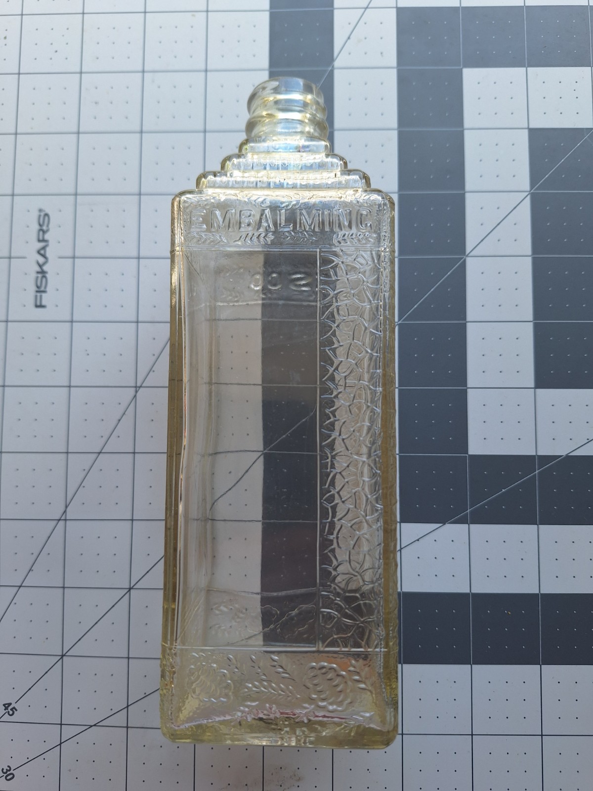 Esco Distinctive Embalming Fluid Glass Bottle Antique Vintage 8 Inch