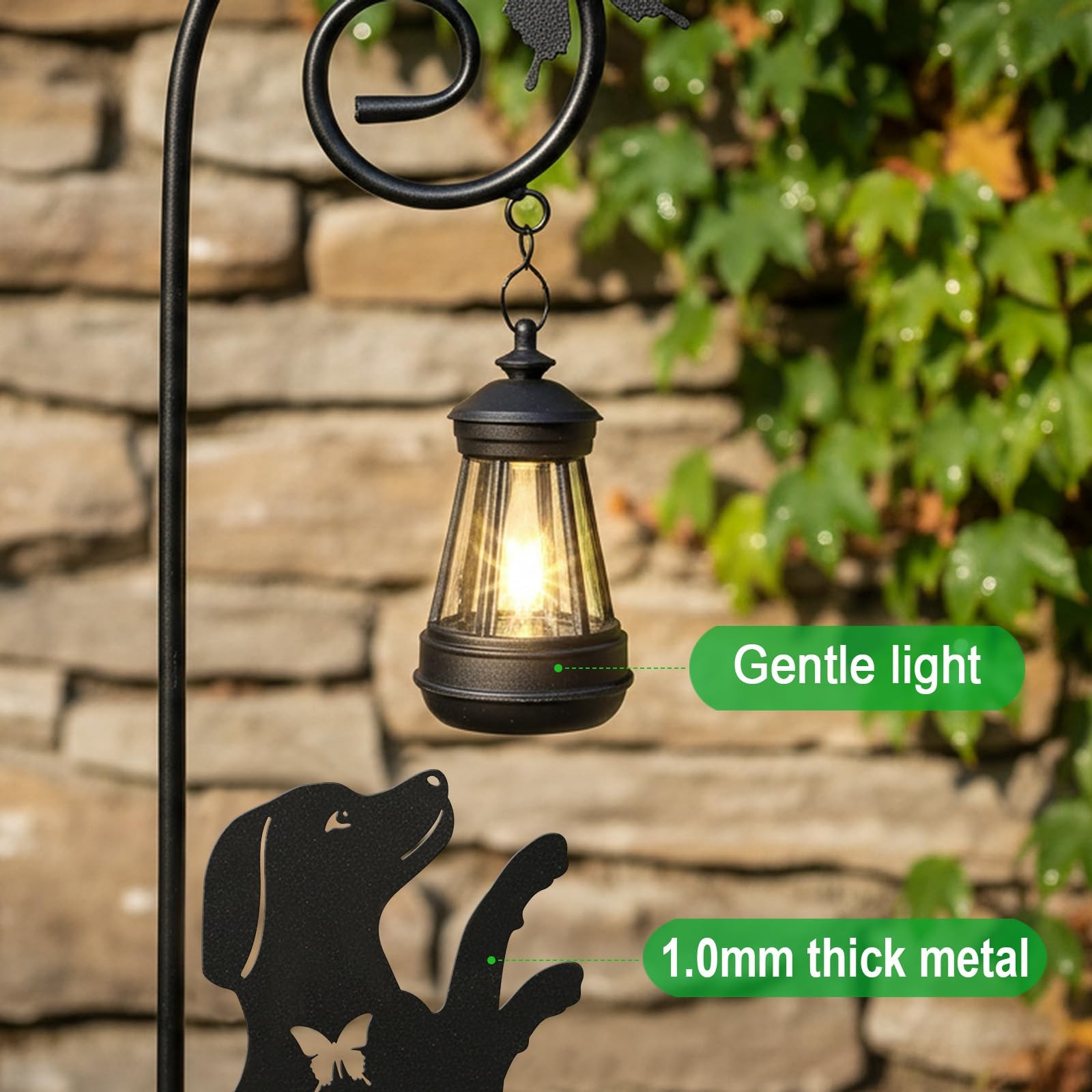 Metal Dog Stake with Solar Lights Outdoor Decorative,Beagle Lawn Ornaments,Wo…