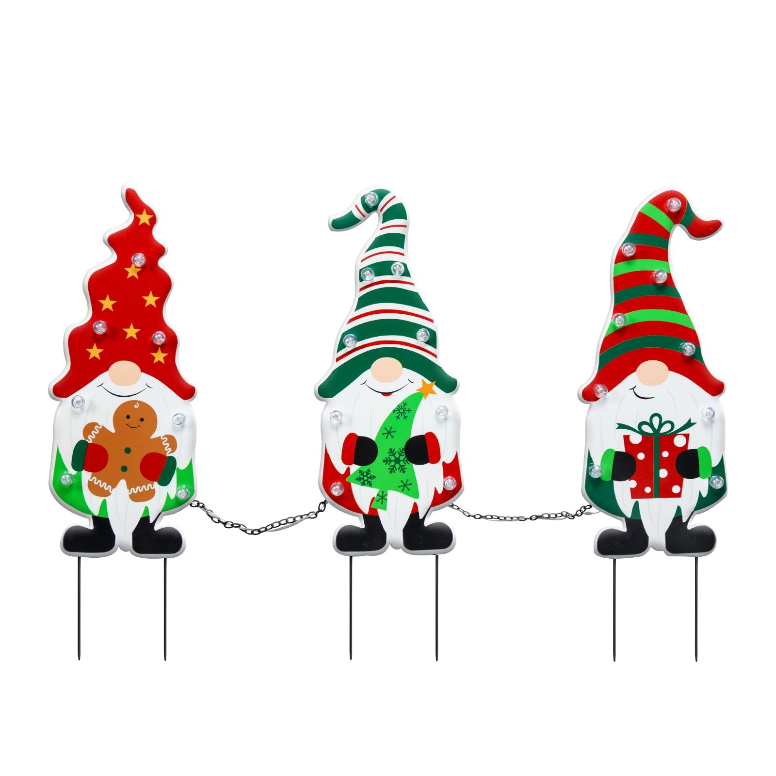 Christmas Yard Sign Decorations Outdoor with Lights Christmas Three Gnomes Ya…