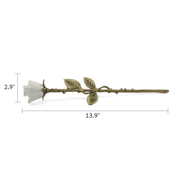 New, Solid Brass White Threaded Rose Keepsake Funeral Cremation Urn For Ashes
