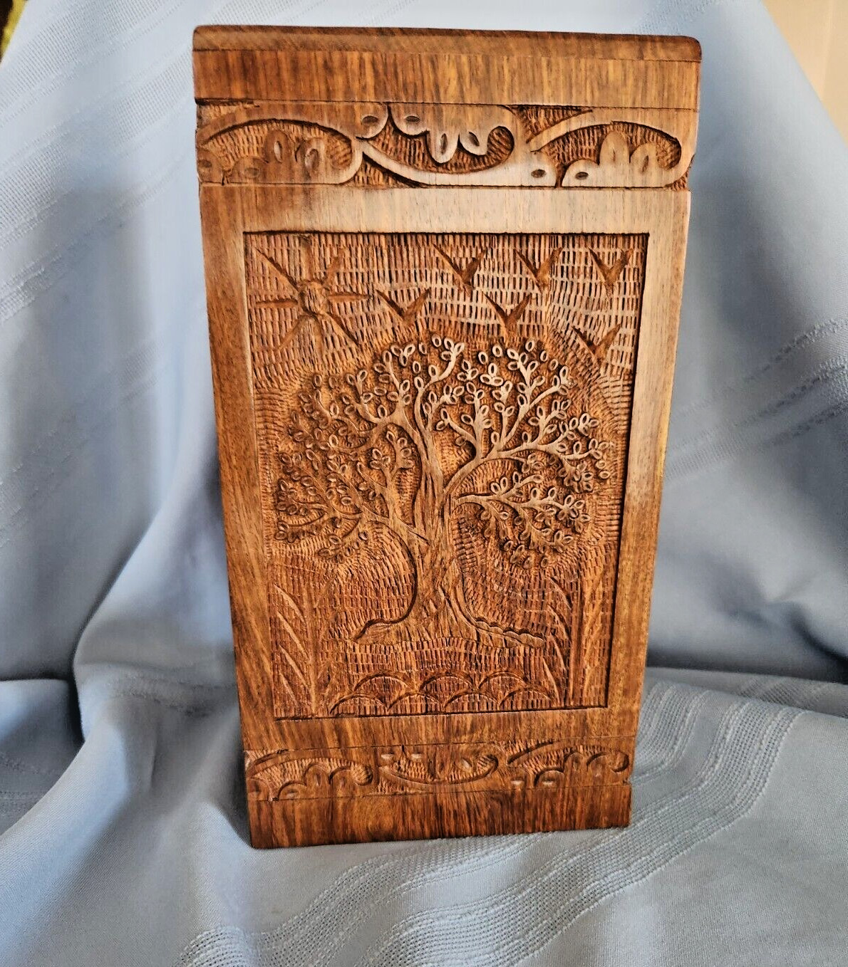 Rosewood Tree of Life Wood Memorial Urn Adult Large for Human Ashes 250 Lbs
