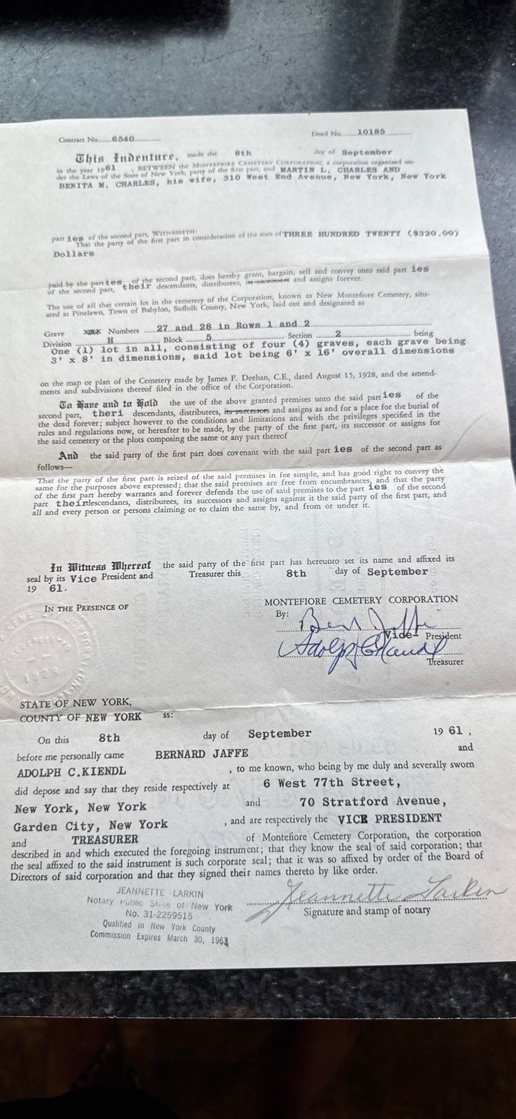 Two Burial Plots New Montefiore Cemetery New York Sec.2 BL 5 ROW 2 GR 25 & 26