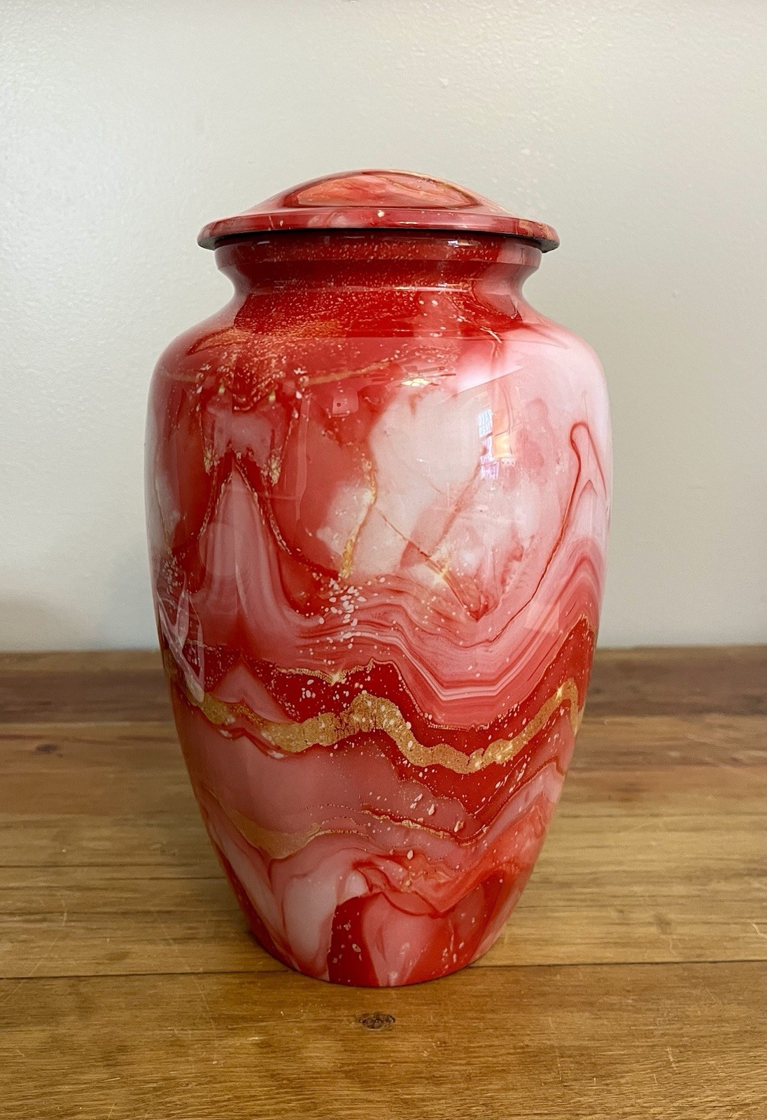 Red Marble Pattern Cremation Urn Burial Urn NEW