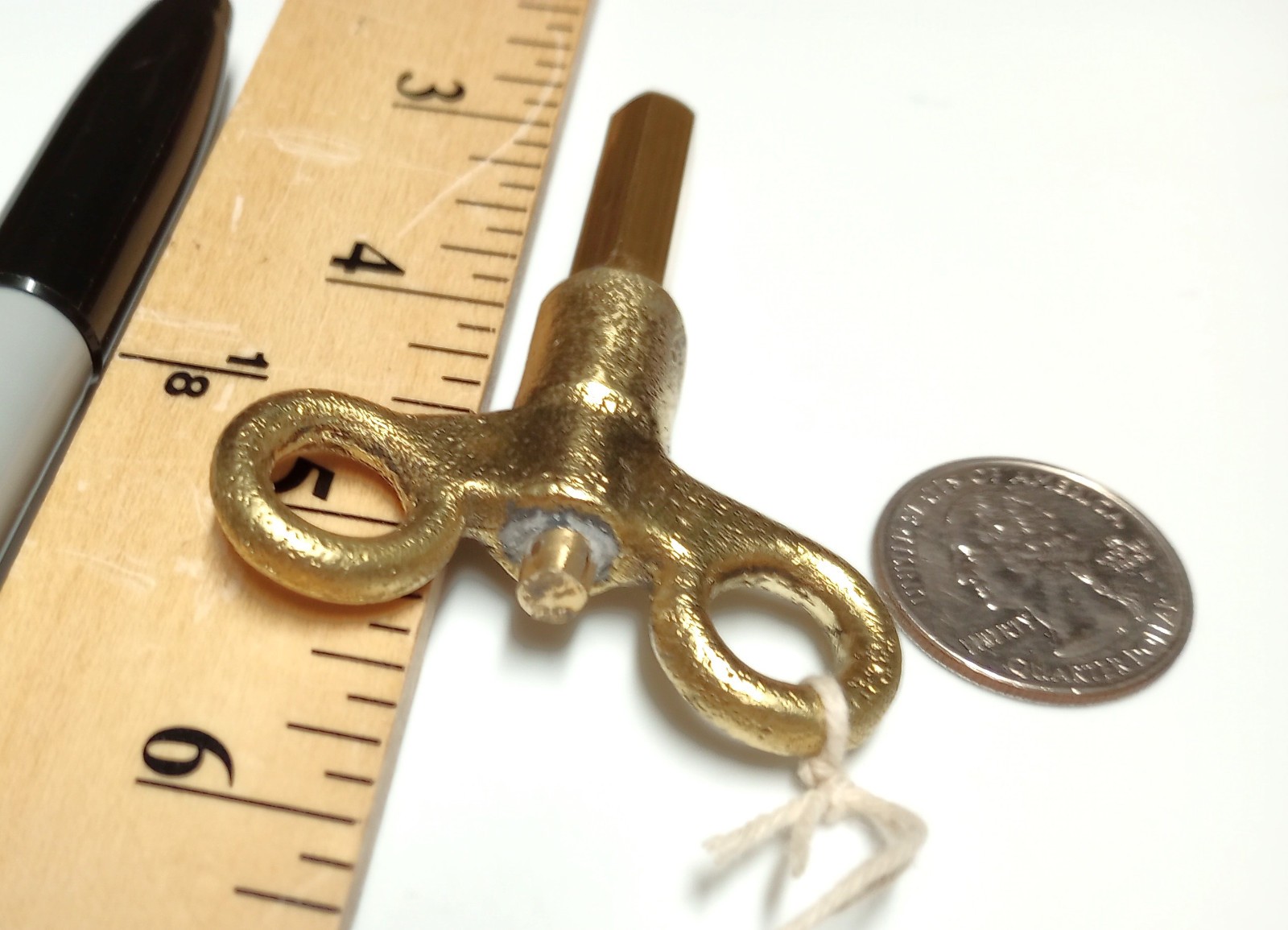 Yellow Brass Pocket Casket Key / Coffin Key