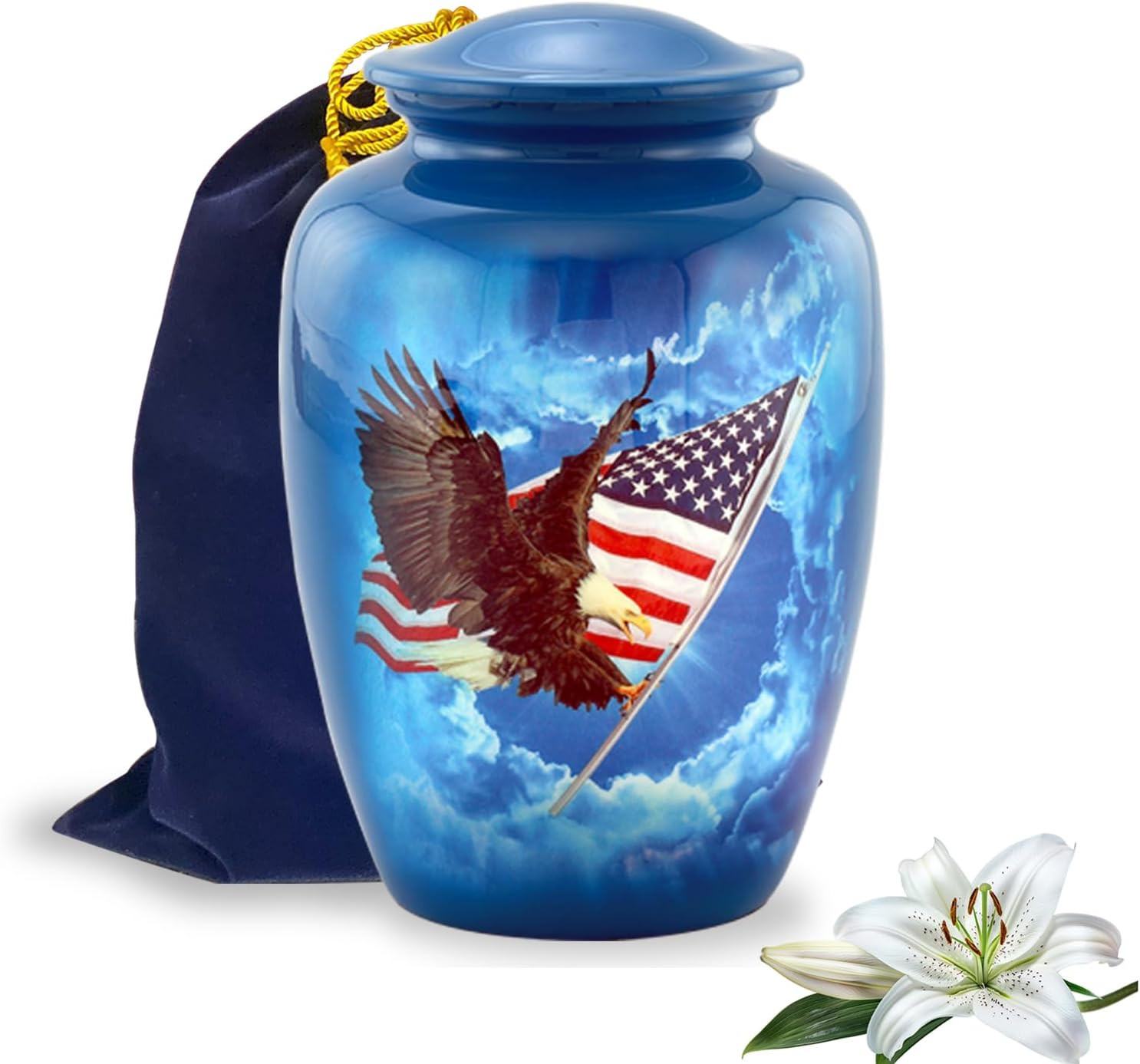 American Glory Urn, American Flag with Eagle Cremation Urn for Ashes, American F