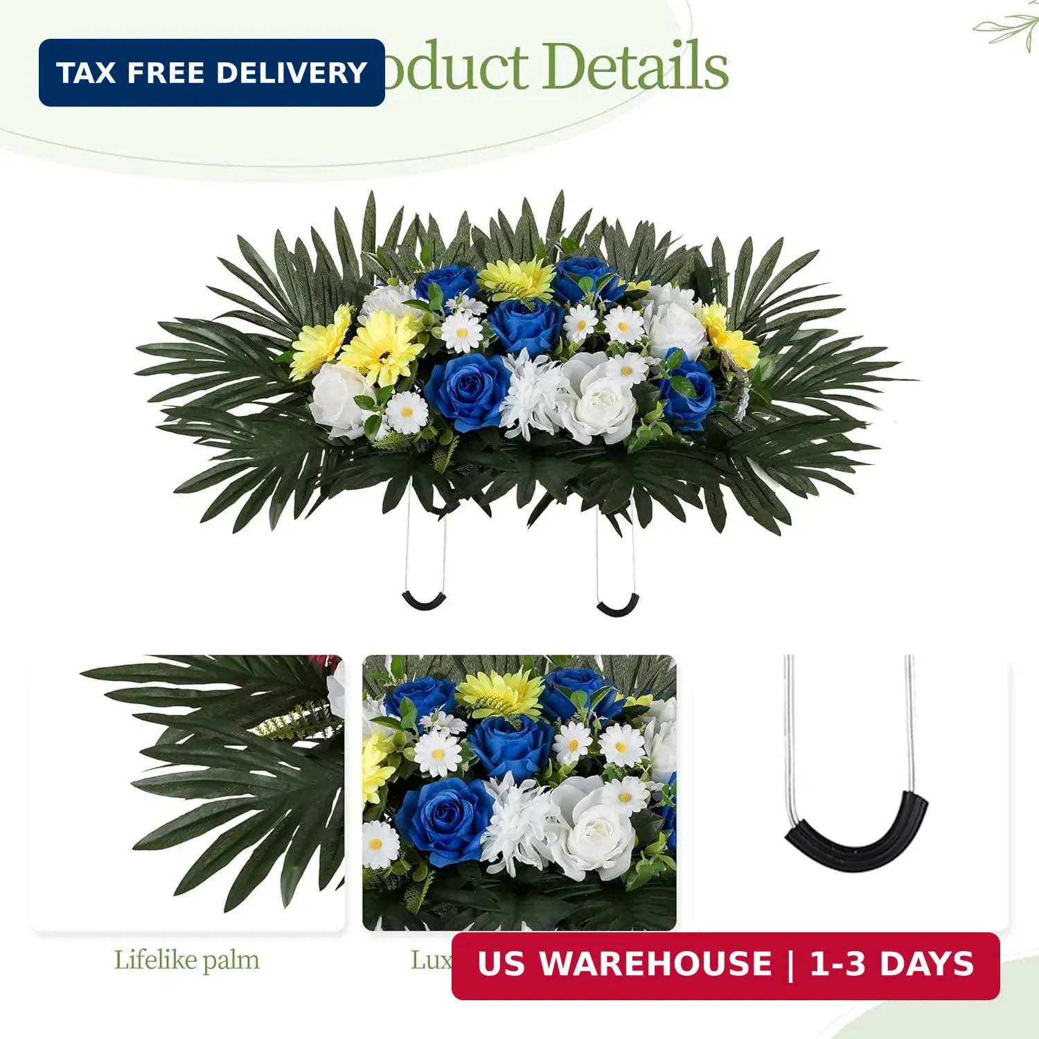 Memorial Cemetery Headstone Flower Saddle Silk Grave Decoration Outdoor