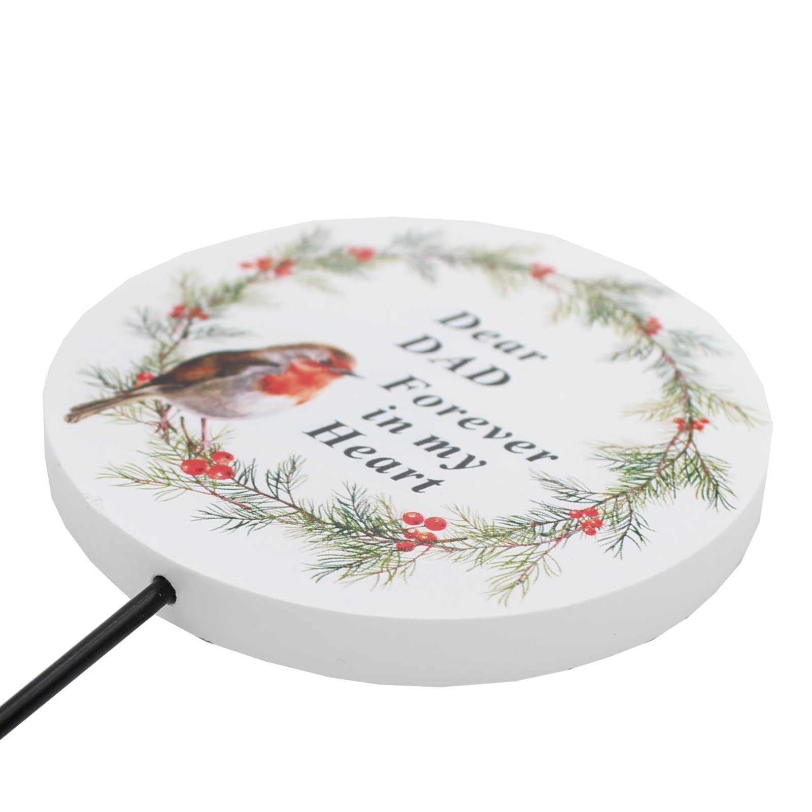 Graveside Memorial Plaque on a Stick with Robin and Wording – Dad