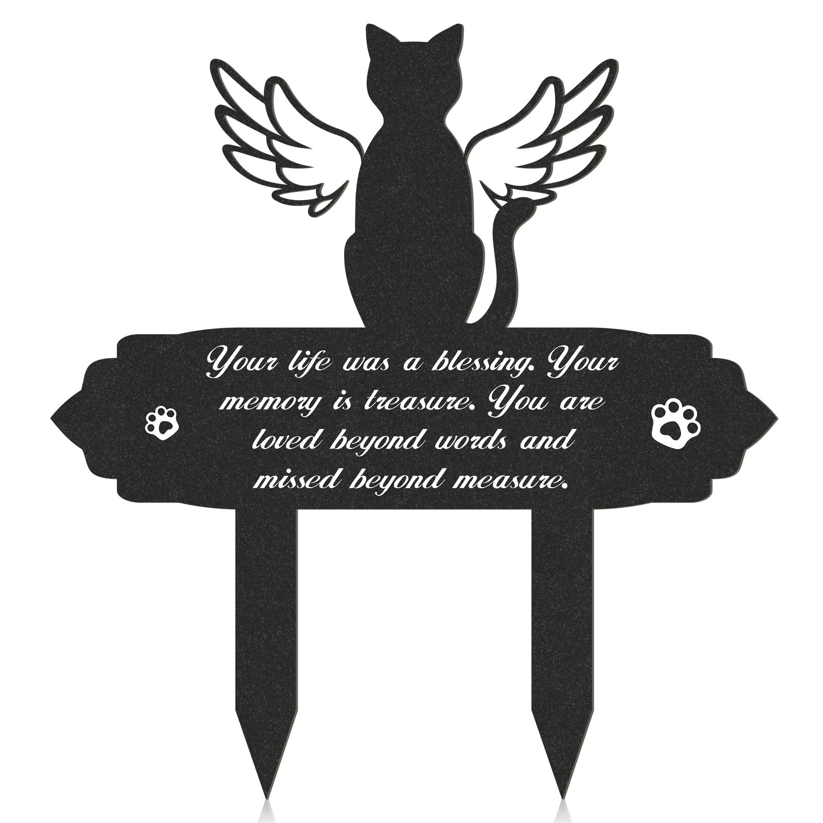 Cat Memorial Decorations – Garden Stakes Markers with Angel Wings, Waterproof…