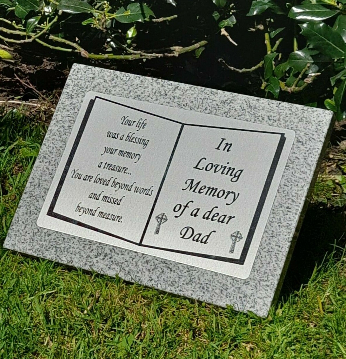 Large Personalised Granite Memorial Grave Plaque Grave Stone Slanted Gravestone