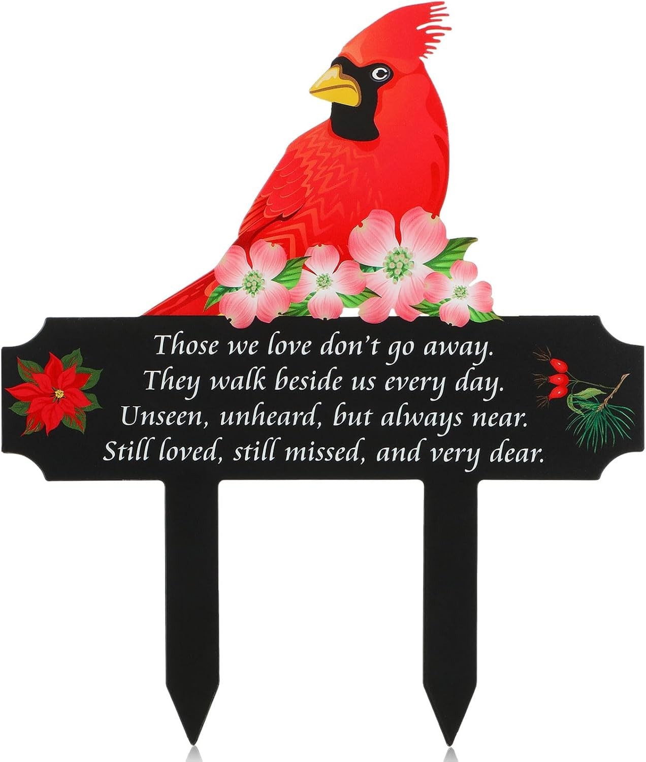 Cardinal Grave Decoration Loss of Mother Father for Cemetery Metal Memorial Stak