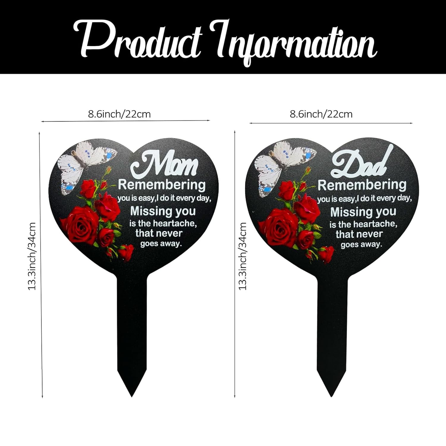 Dad Memorial Heart Shaped Plaque Cemetery Decoration Grave Stake Sympathy Gift