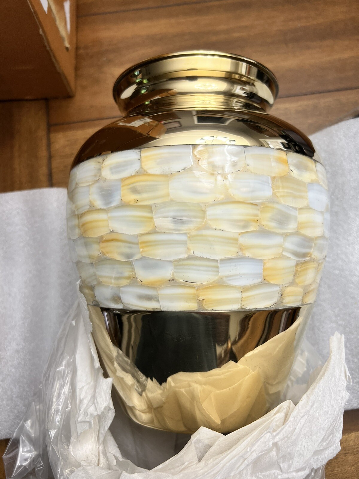Large Cremation Urns For Adult Human Ashes Funeral Brass Mother OF Pearl Urn