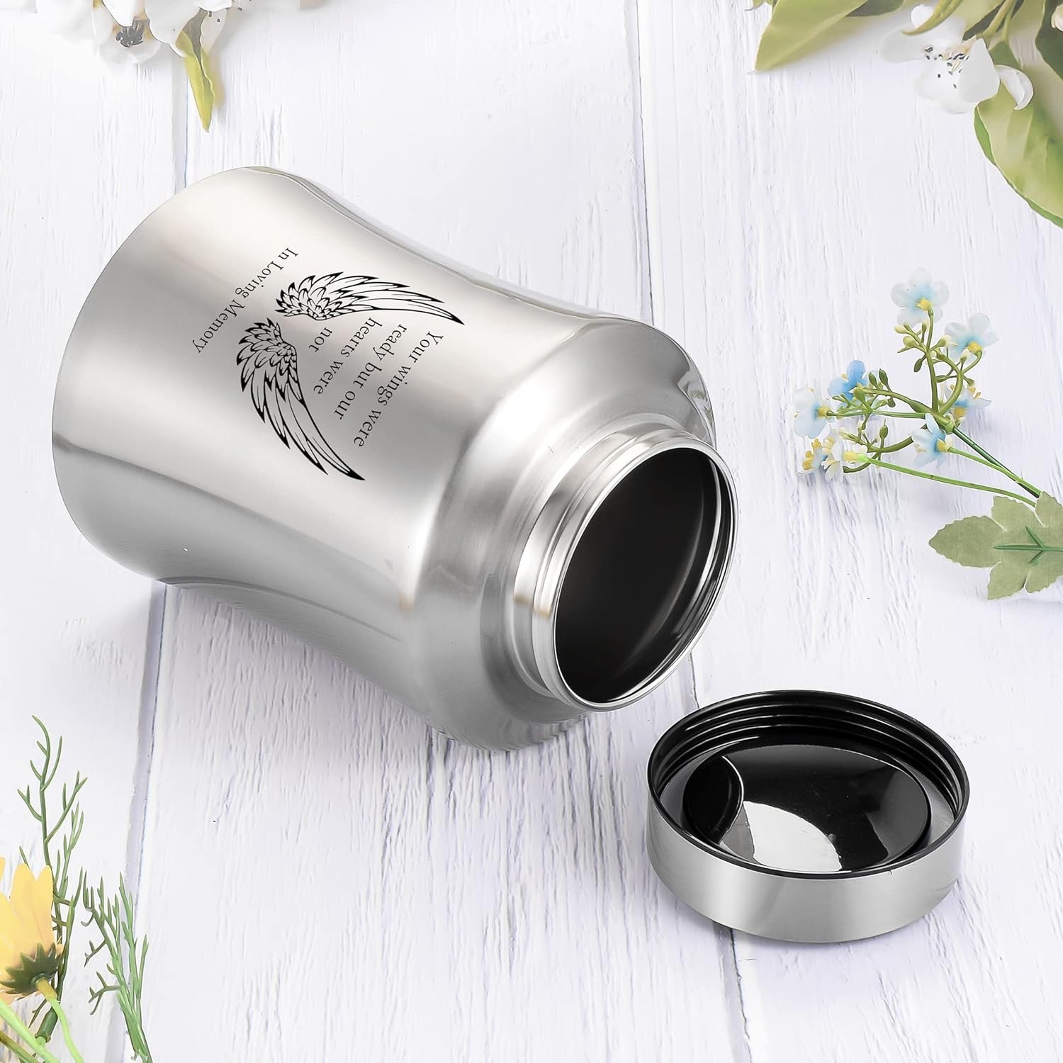 Elegant Silver Urn for Adult Ashes – Durable Stainless Steel with Velvet Bag
