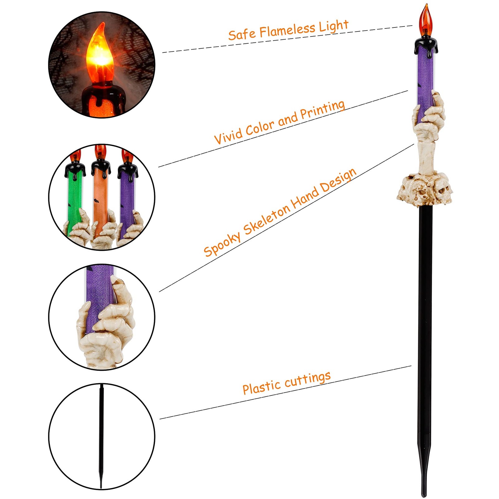 Halloween Decorations, 5 Pack Tabletop Candle Lights with Skeleton Ghost Hand…