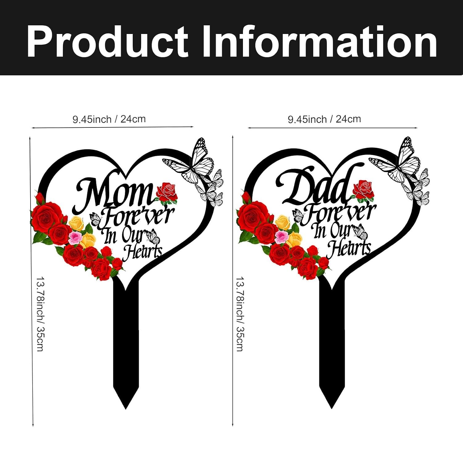 Heart Memorial Plaque Grave Markers Mom-B Color Sympathy Cemetery Markers