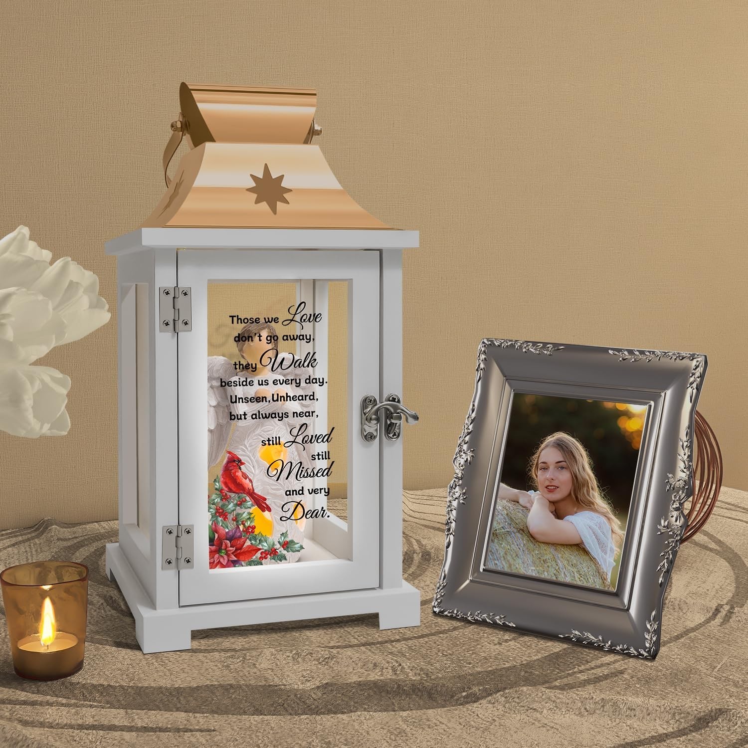 Memorial Lantern, Sympathy Gifts for Loss of Mom/Dad/Loved One, Bereavement G…