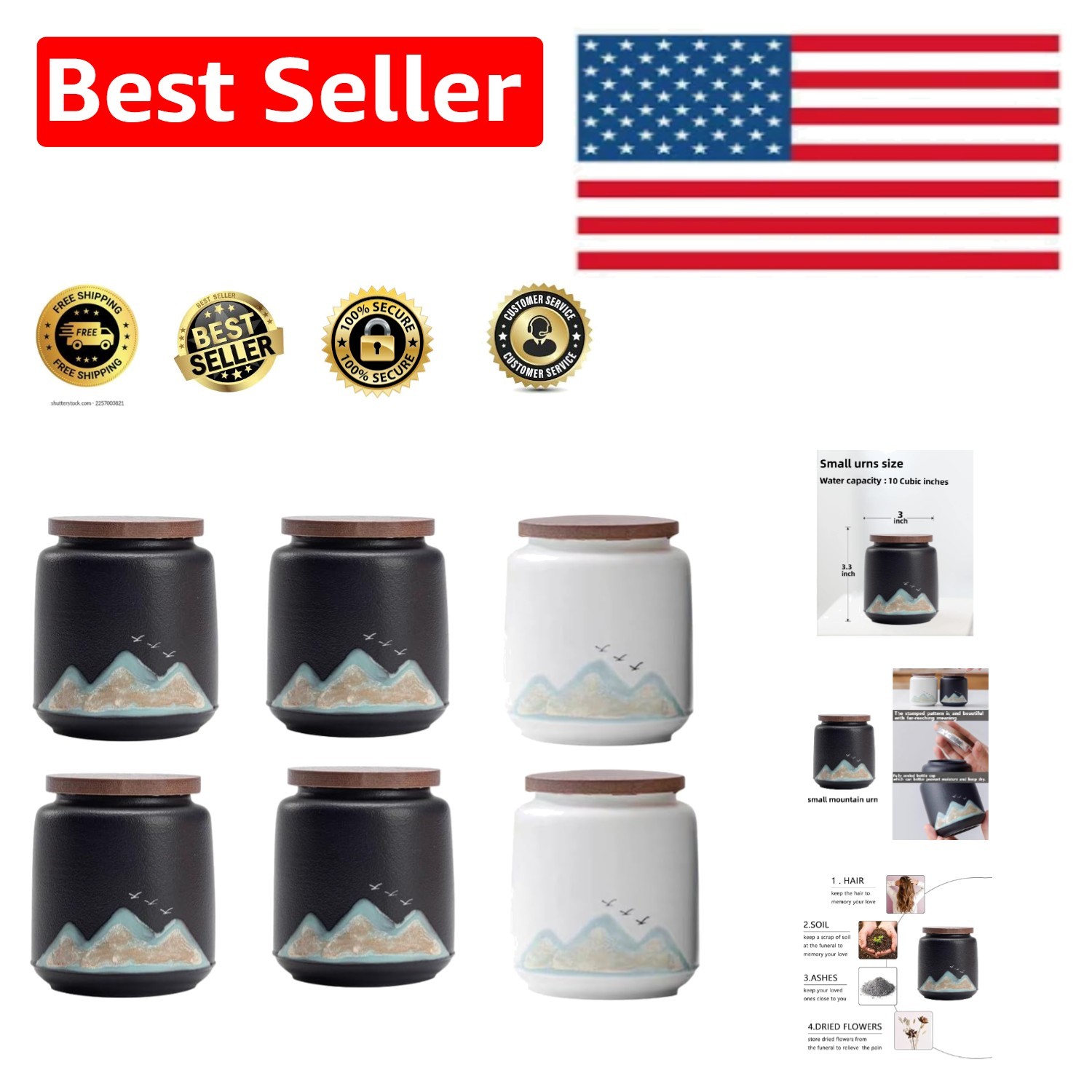 3.3-Inch Decorative Keepsake Urns – 6-Piece Sharing Set for Loved Ones