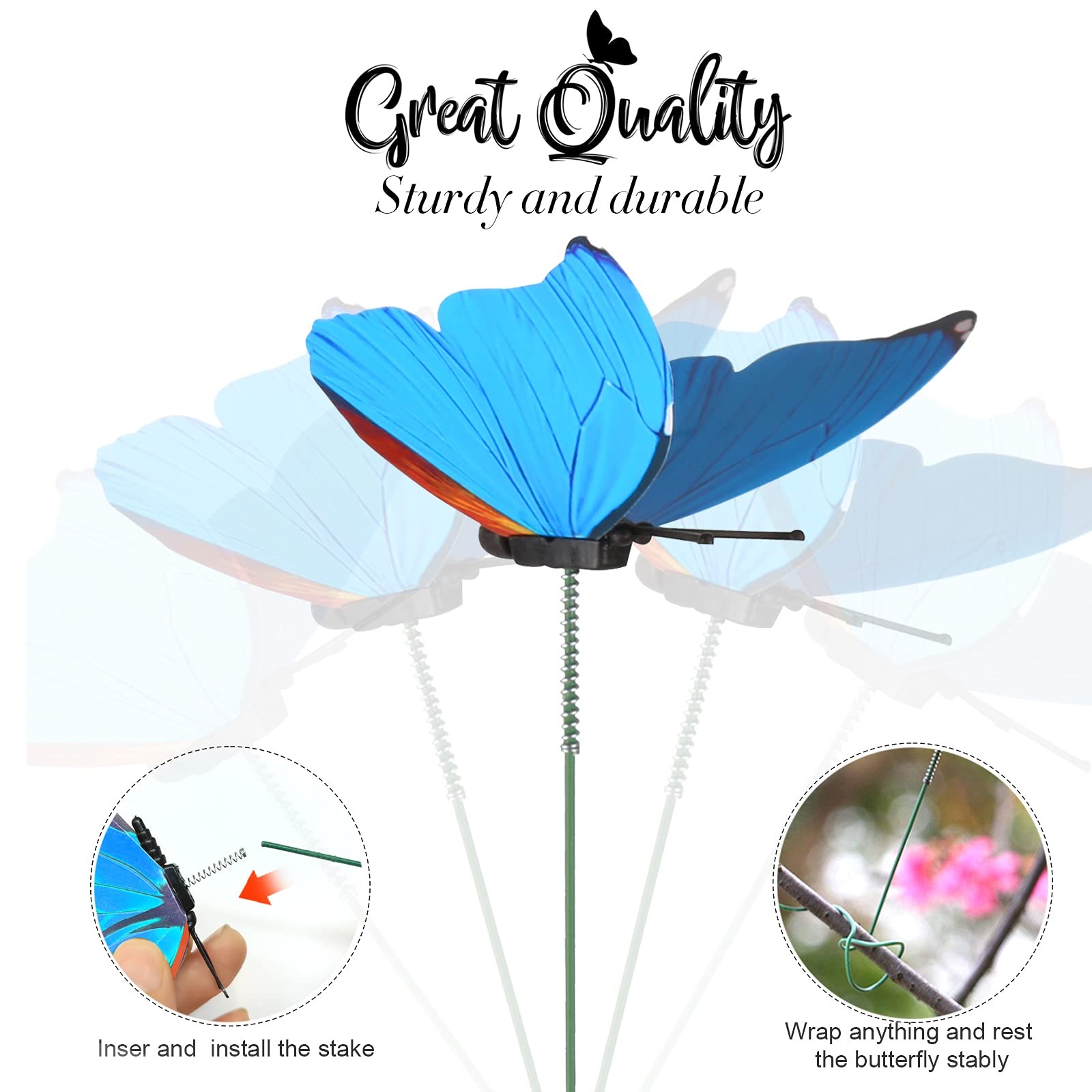 60 Pcs Butterfly Garden Stakes Colorful Butterfly Flower Pot Decor for Yard