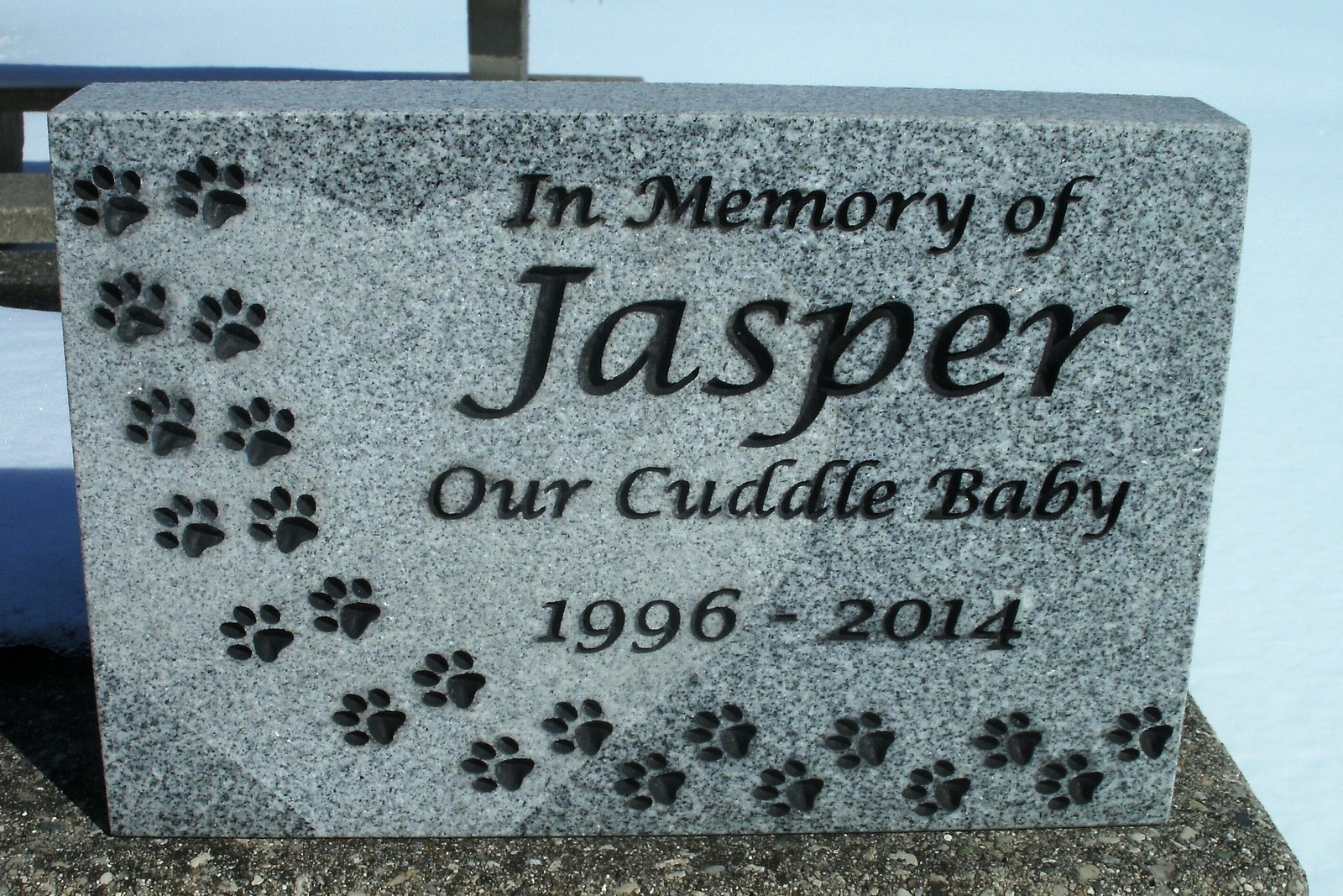 Pet memorial headstone 12 x 8″ custom engraved 100% granite free shipping