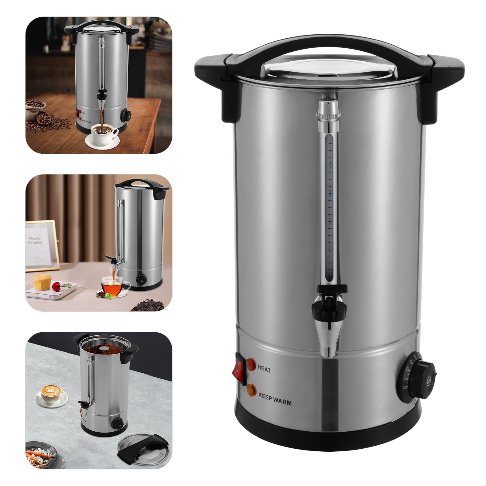 110V US 10L Commercial Electric Coffee Maker Urn, 304 SS Large Coffee Dispenser
