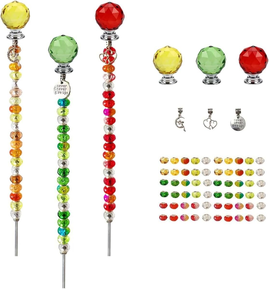 72Pcs Beaded Garden Stakes Kit DIY Fairy Wand Garden Stake Beads Kit Fairy