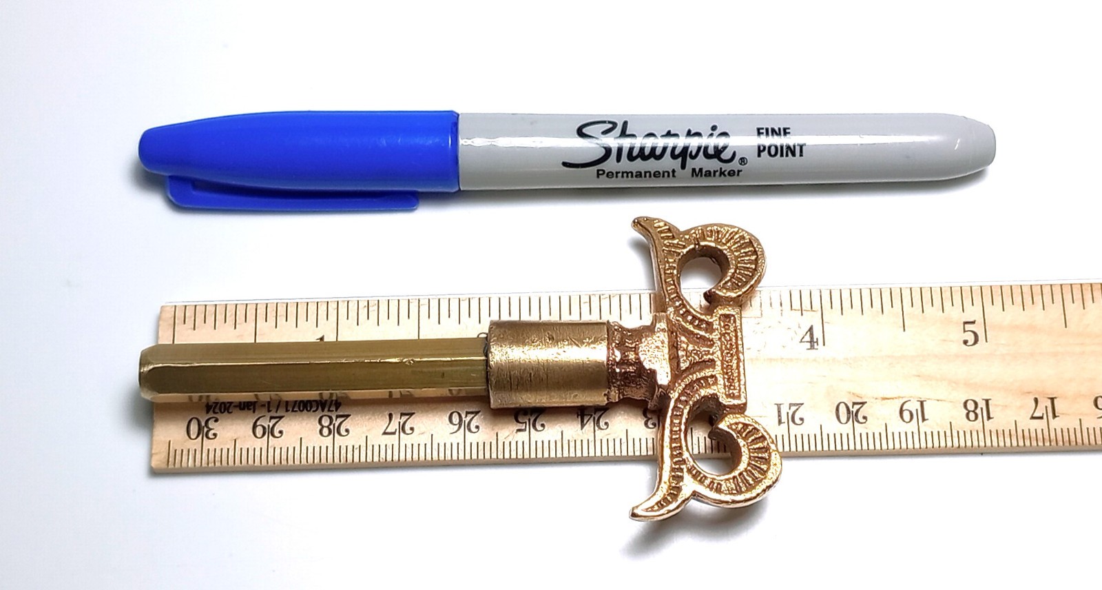 Fancy Brass Pocket Casket Key / Coffin Key