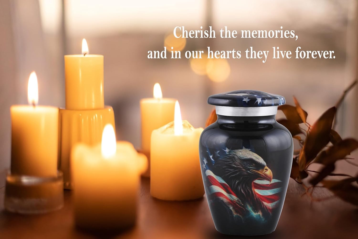 American Honor Keepsake Urn – American Flag & Eagle Mini Cremation Urns for Ashe