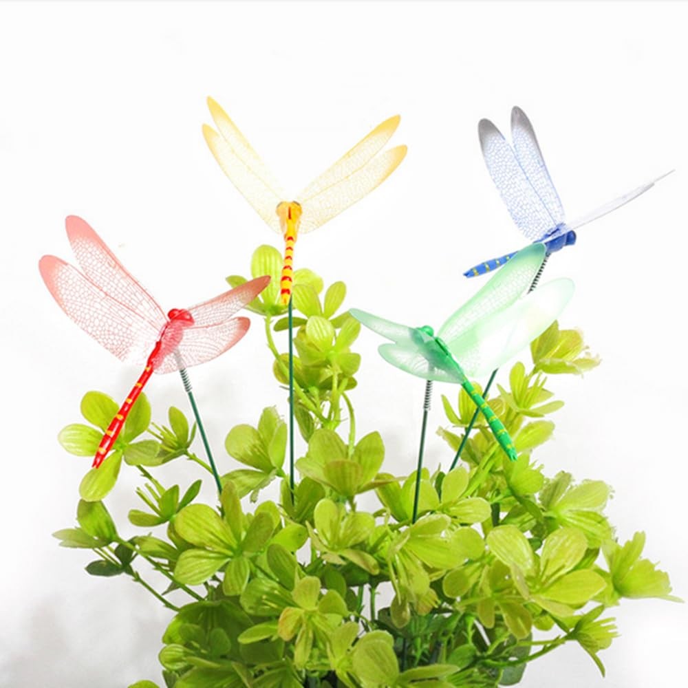 50Pcs Dragonfly Garden Stakes Decor Flower Pot Bed Garden Decor Metal Yard Ar…