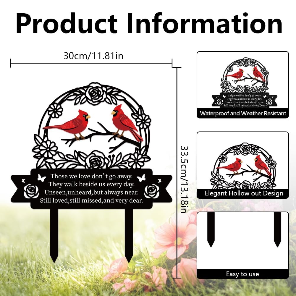 Cardinal Grave Marker Cemetery Decorations for Grave Metal Memorial Graves St…