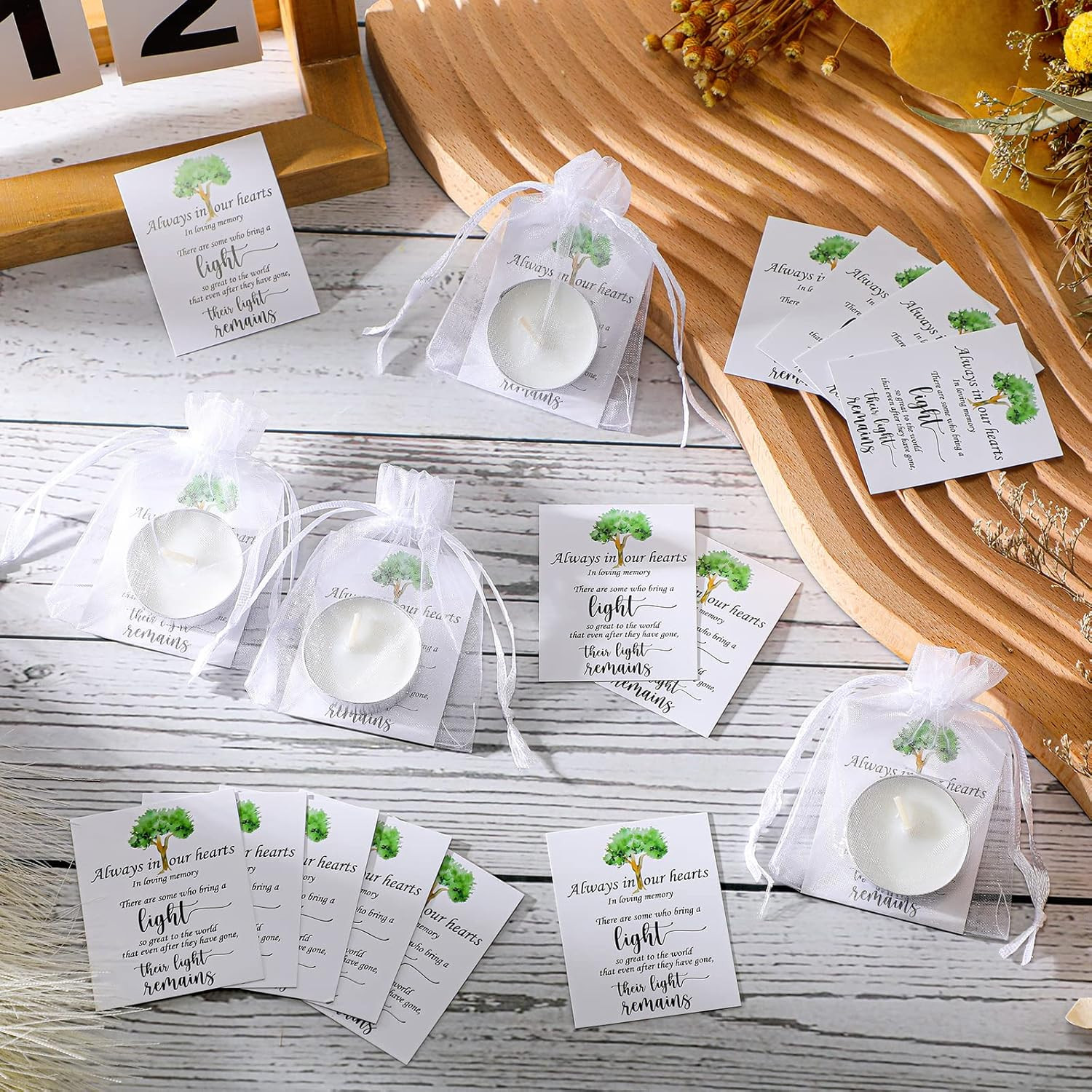 50 Set Funeral Party Favors Memorial White Candles Unscented Funeral Gifts Teali