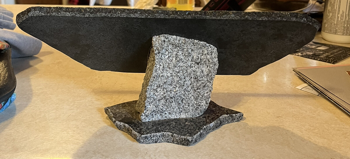 Granite Etched Memorial On Pedestal WWII Fighter Jet Stars Military Table Top