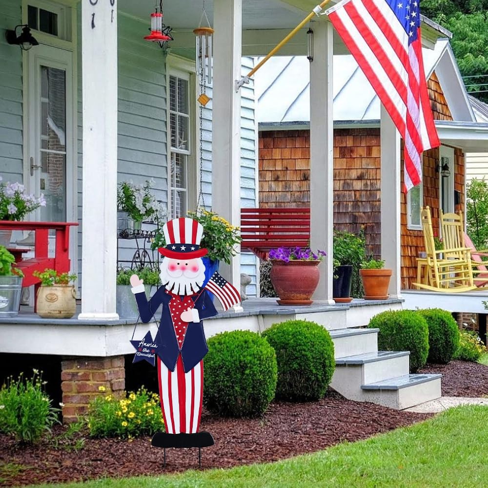 Patriotic Garden Stakes 4th of July Outdoor Decorations, Memorial Day Yard Art